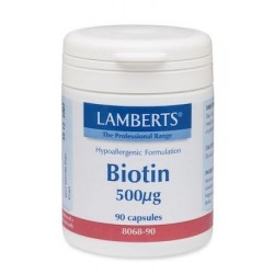 Lamberts Biotin 500mcg Βιοτίνη Βιταμίνες για τα Μαλλιά 90 Κάψουλες