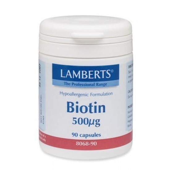 Lamberts Biotin 500mcg Βιοτίνη Βιταμίνες για τα Μαλλιά 90 Κάψουλες
