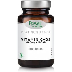 Power Of Nature Platinum Range Vitamin C+D3 Βιταμίνη για Ενέργεια & Ενίσχυση του Ανοσοποιητικού 1000iu 1000mg 30 ταμπλέτες