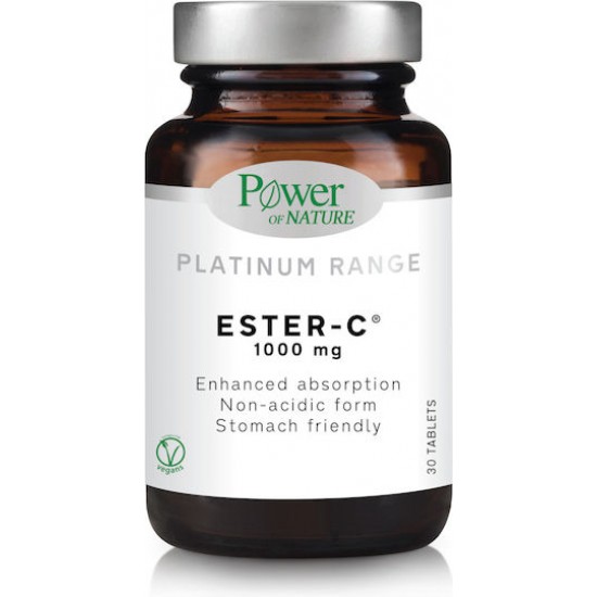 Power Of Nature Platinum Range Ester-C Βιταμίνη για Ενίσχυση του Ανοσοποιητικού, τo Δέρμα & Αντιοξειδωτική δράση 1000mg 30 ταμπλέτες