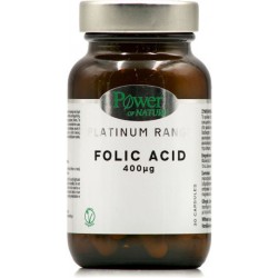 Power Of Nature Platinum Range Folic Acid Βιταμίνη για την Υγεία του Νευρικού Συστήματος 400mcg 30 κάψουλες
