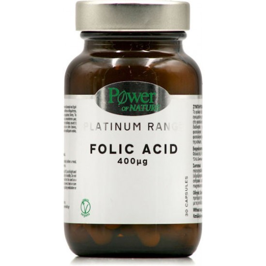 Power Of Nature Platinum Range Folic Acid Βιταμίνη για την Υγεία του Νευρικού Συστήματος 400mcg 30 κάψουλες