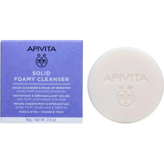 Apivita Solid Foamy Μπάρα Σαπουνιού Καθαρισμού Προσώπου & Ματιών 80gr