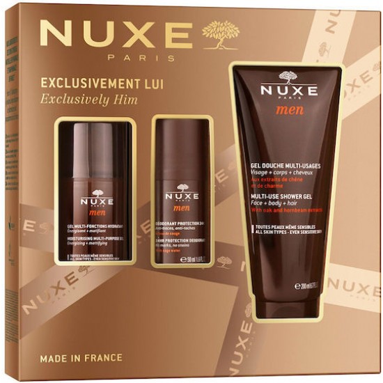 Nuxe Exclusively Him Σετ Περιποίησης για Ενυδάτωση, Καθαρισμό Σώματος & Καθαρισμό Προσώπου 3τμχ