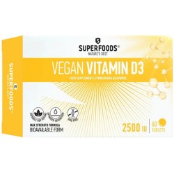 Superfoods Vegan Vitamin D3 Βιταμίνη για Ενίσχυση του Ανοσοποιητικού & την Υγεία των Οστών 2500iu 60 ταμπλέτες 